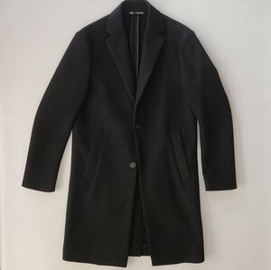 Zara Classic Black Men's Wool Blend Coat